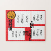 バスケットボール4フォトコラージジグソーパズル赤 ジグソーパズル (横)