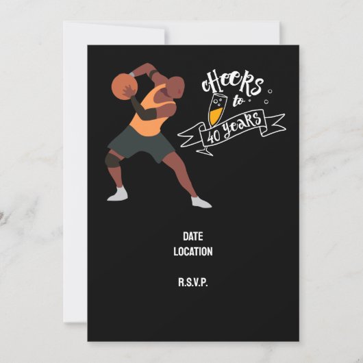 バスケットボール40th誕生日の招待状を保存 招待状 (正面)