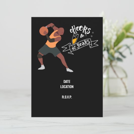 バスケットボール40th誕生日の招待状を保存 招待状 (スタンド正面)