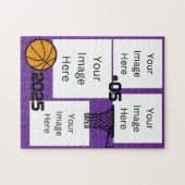 バスケットボール4 Photo Collage Jigsawパズル紫 ジグソーパズル (横)