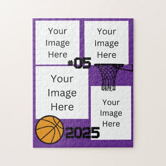 バスケットボール4 Photo Collage Jigsawパズル紫 ジグソーパズル (縦)