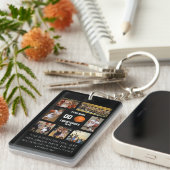 バスケットボール7フォトコラージュパーソナライズされたブラック キーホルダー (正面右)