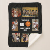 バスケットボール7フォトコラージュフリースブランケット シェルパブランケット (正面)