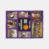 バスケットボール7フォトコラージュ紫(小) フリースブランケット (正面(横))