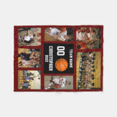 バスケットボール7フォトコラージュ赤ワイン小 フリースブランケット (正面(横))