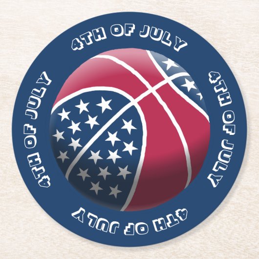 バスケットボール7月4日 ラウンドペーパーコースター (正面)