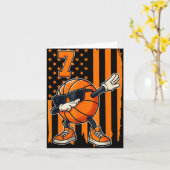 バスケットボール7誕生日アメリカ国旗の贈り物7 Y カード (黄色い花)