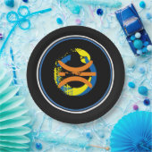 バスケットボール9"青/黄金/黒プレート ペーパープレート (パーティー)