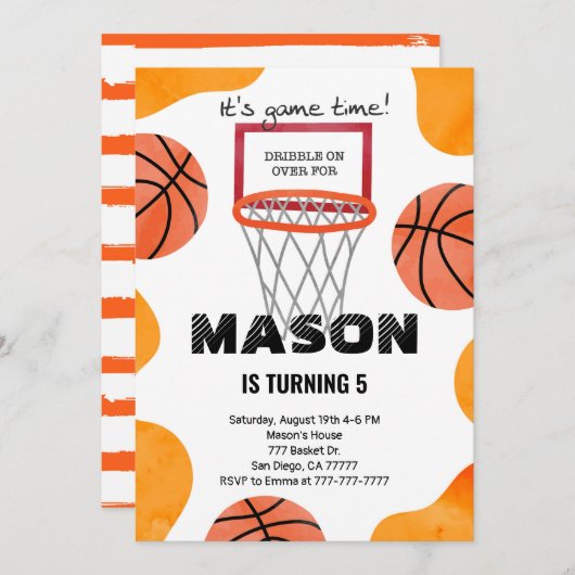 バスケットボール ご招待 招待状 (正面/裏面)
