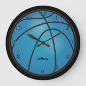 バスケットボール|の青|は個人化なります ラージ壁時計 (正面)