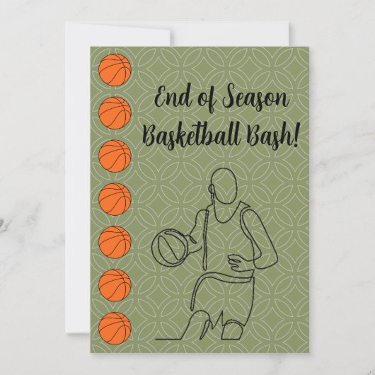 バスケットボール イベント 名前 場所 スポーツ テーマ 招待状 (正面)