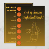 バスケットボール イベント 名前 場所 スポーツ テーマ 招待状 (正面/裏面)