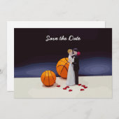 バスケットボール ウェディング セーブ・ザ・デート 花嫁 花婿 招待状 (正面/裏面)