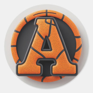 🏀 バスケットボール オレンジ色のテクスチャー Letter A スクールスポーツ ラウンドシール