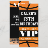 バスケットボール オレンジ 黒 誕生日VIPパス (正面/裏面)
