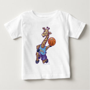 バスケットボール・キリン・乳児Tシャツ ベビーTシャツ