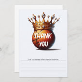 バスケットボール キング ゴールド クラウン 誕生日 サンキュー 招待状 (正面/裏面)