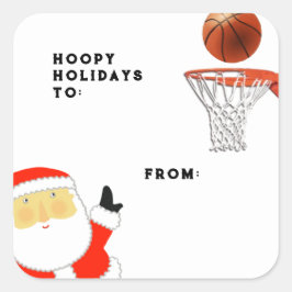 バスケットボール クリスマス ギフトタグ スクエアシール