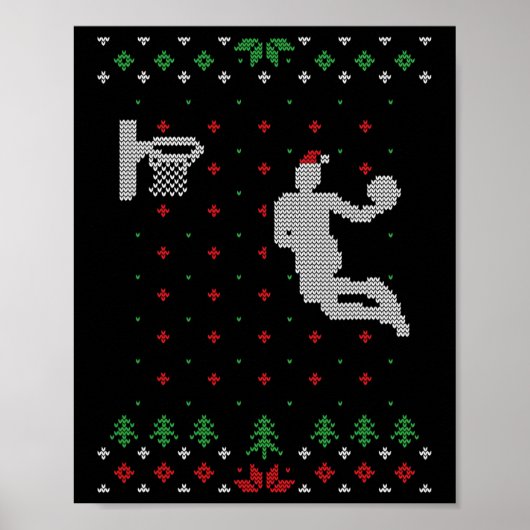 バスケットボール クリスマス ダサい サンタ おもしろい dunk ポスター (正面)