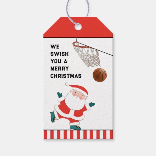 バスケットボール クリスマス ホリデー ギフトタグ (正面)