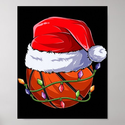 バスケットボール クリスマス ボーイアパレル、面白いサンタSrt ポスター (正面)