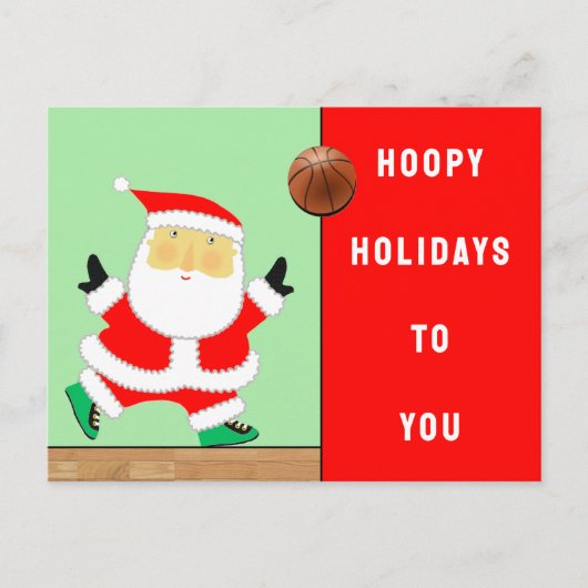 バスケットボール クリスマス ポストカード (正面)