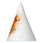 バスケットボール グランジ スプラッター オレンジ ブラック パーティー パーティーハット (右)