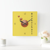 バスケットボール スクエア壁時計 (ホーム)