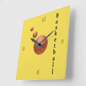 バスケットボール スクエア壁時計 (傾斜)