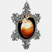 バスケットボール スノーフレークピューターオーナメント (左)