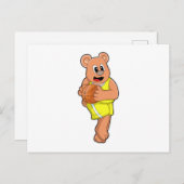 バスケットボール スポーツでのクマ ポストカード (正面/裏面)