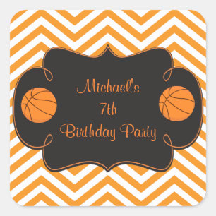 バスケットボール スポーツ オレンジ 誕生日 スクエアシール