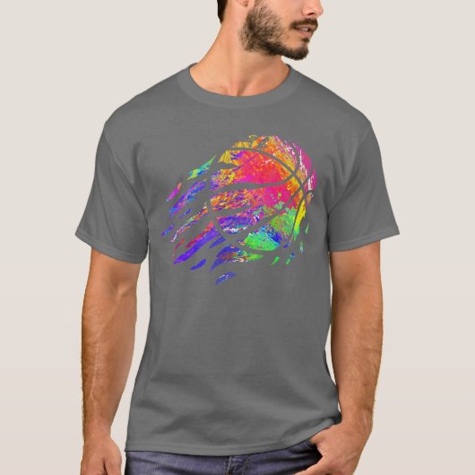 バスケットボール スポーツ スプラッシュ バスケットボール プレイヤー ボール スロー Tシャツ (正面)