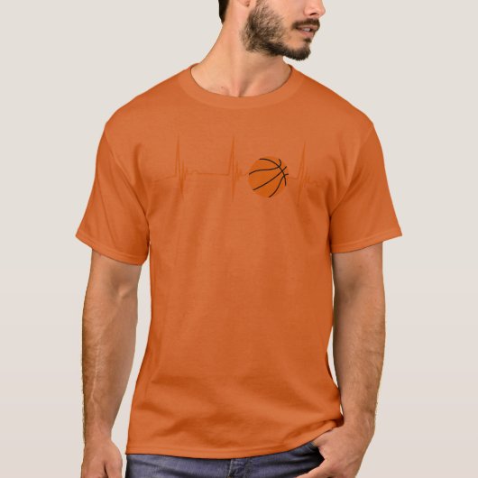 バスケットボール スポーツ ハートビート 心電図 パルス バスケットボール Tシャツ (正面)