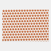 バスケットボール スポーツ パターン ブラック ホワイト & オレンジ ラッピングペーパーシート (正面2)