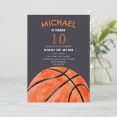 バスケットボール スポーツ ボーイ 10歳 誕生日パーティー 招待状 (スタンド正面)