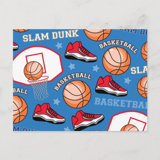 バスケットボール チーム スポーツ ファン アスリート コーチ パターン ポストカード (正面)