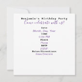 バスケットボール テーマの誕生日招待状 HAMbWG 招待状 (裏面)