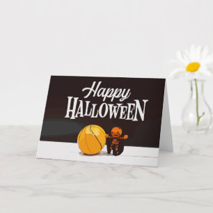 バスケットボール ハッピー ハロウィン ゴーストとボールカー カード