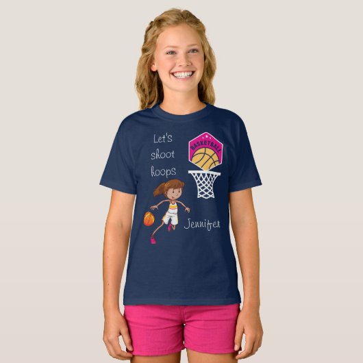 バスケットボール「バスケを撮ろう」パーソナライズされた T-Sh Tシャツ (正面フル)
