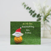 バスケットボール，バスケットボールのクリスマスを節約 インビテーションポストカード (スタンド正面)