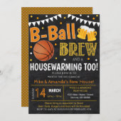 バスケットボール・ビール引っ越し祝いパーティーパーティの招待状 招待状 (正面/裏面)