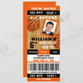 バスケットボール フォト 誕生日パーティー チケット ご招待 招待状 (正面/裏面)