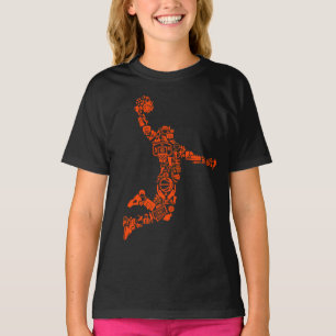 バスケットボール+フープ+シンボル+スラム+ボール+ガールズ Tシャツ