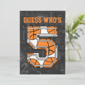 バスケットボール ブラックボード 5歳の誕生日パーティー 招待状 (スタンド正面)