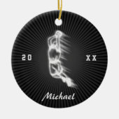 バスケットボール・プレーヤー・幽霊・シルエット名年日付 セラミックオーナメント (正面)