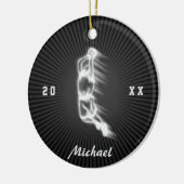 バスケットボール・プレーヤー・幽霊・シルエット名年日付 セラミックオーナメント (左)