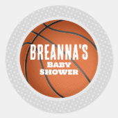 バスケットボール ベイビー シャワー フェイバー または封筒ステッカー ラウンドシール (正面)