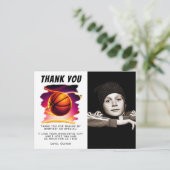 バスケットボール ボール スポーツ フォト 誕生日 ありがとう ポストカード (スタンド正面)