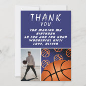 バスケットボール ボール スポーツ 誕生日 写真 サンキューカード (正面)